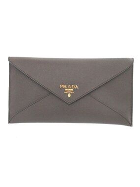 Prada Saffiano Leather Graphite Wallet Document Case